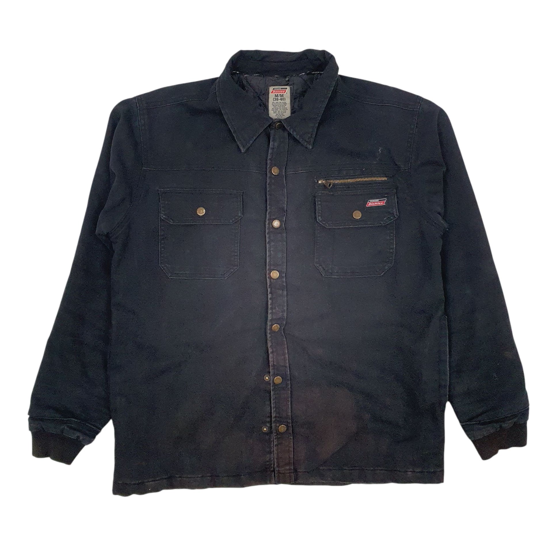 Mens Black Dickies Button Up Full Zip Coat