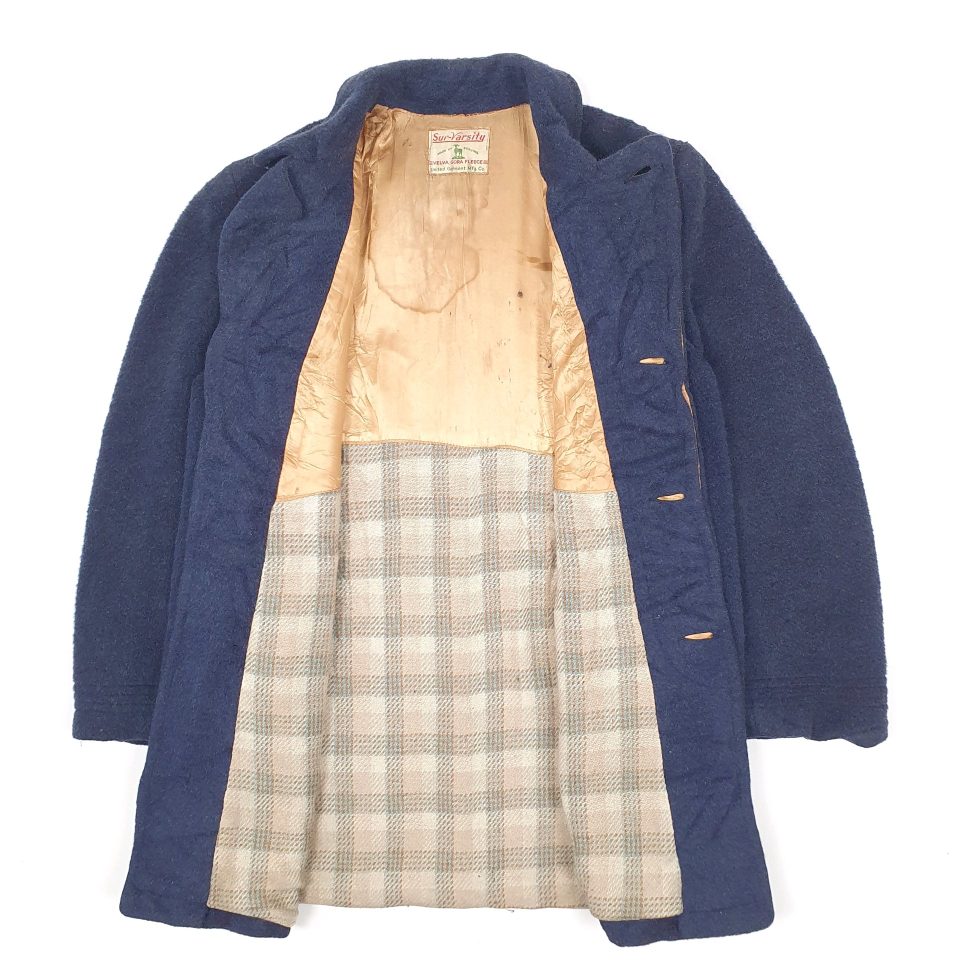 Mens Navy Sur Varsity Vintage 1960s 70s 80s Gora Parka Trench Overcoat  Coat