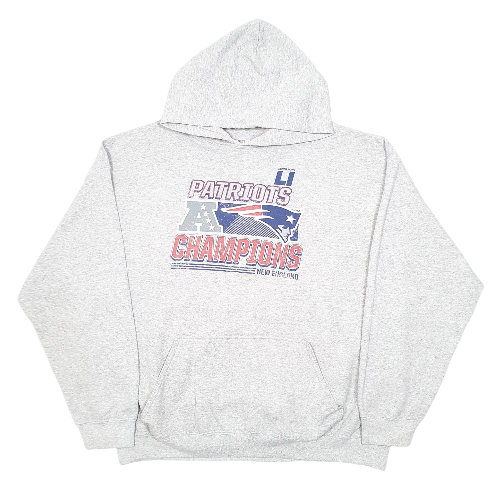 Mens NFL Grey Hoodie Team New England Patriots American Football