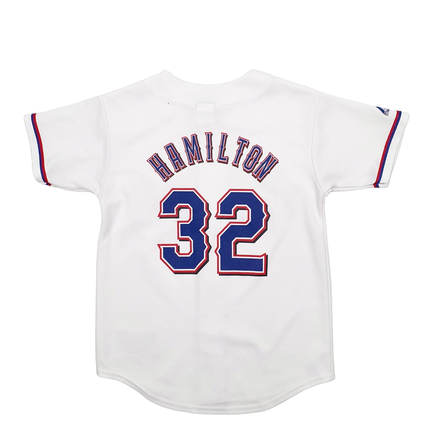 Womens White Majestic MLB Baseball Jersey Texas Rangers Made In USA Short Sleeve T Shirt