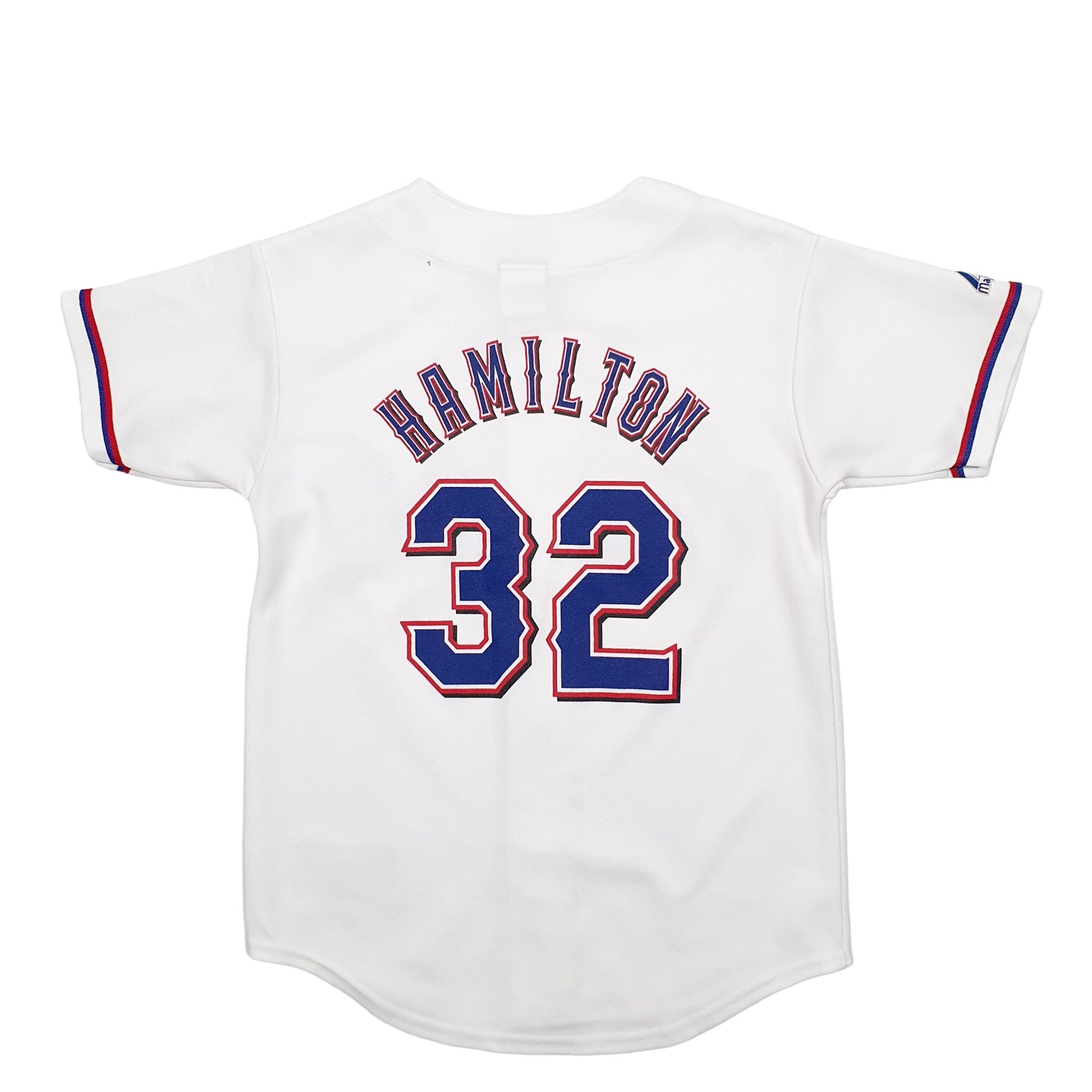 Womens White Majestic MLB Baseball Jersey Texas Rangers Made In USA Short Sleeve T Shirt