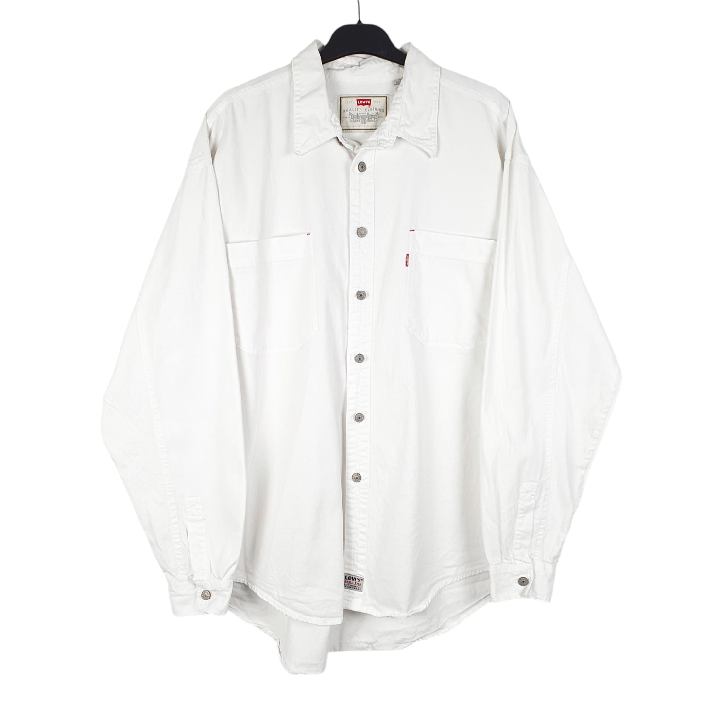 Mens White Levis Denim Jeans Vintage Red Tab Overshirt Shacket Long Sleeve Shirt