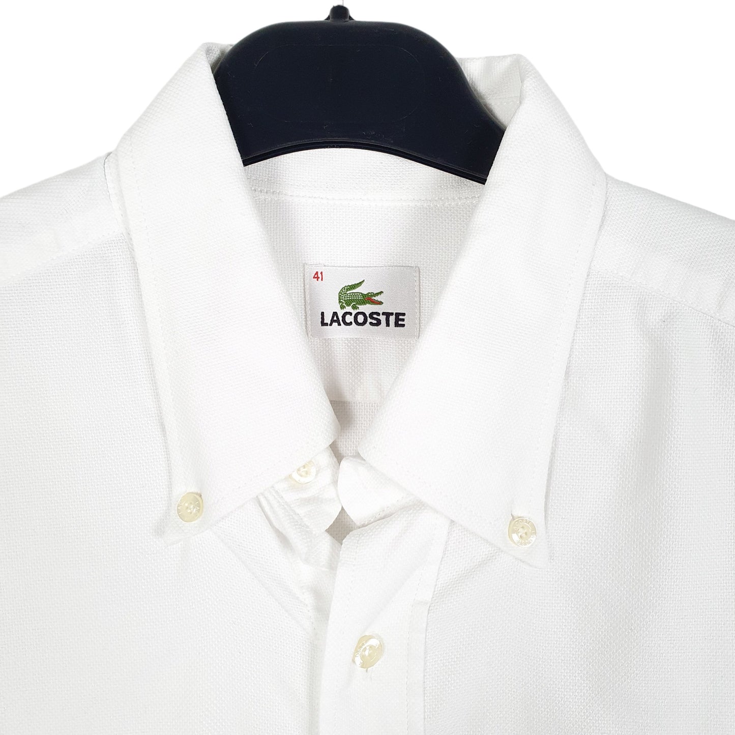 Mens White Lacoste  Long Sleeve Shirt