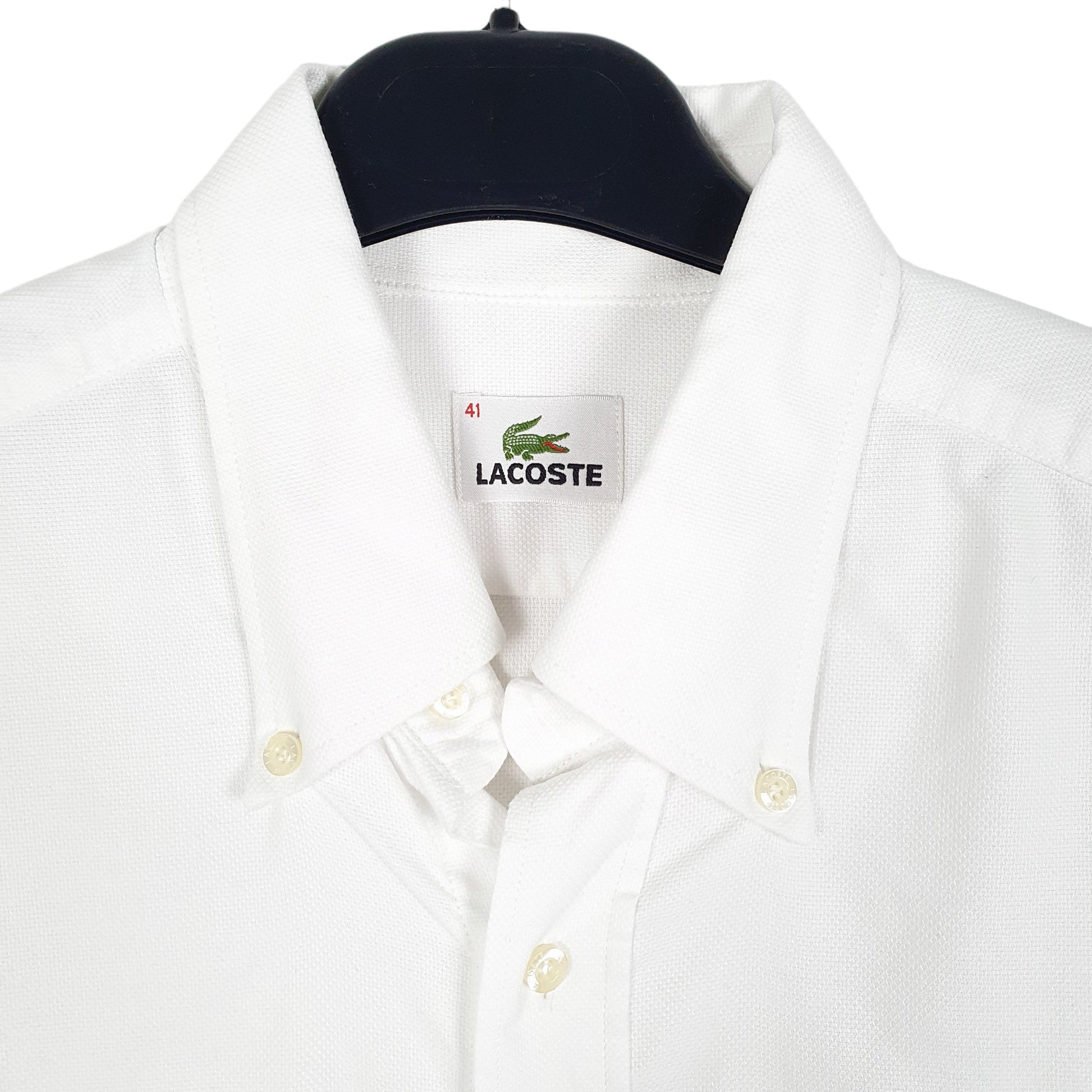 Mens White Lacoste  Long Sleeve Shirt