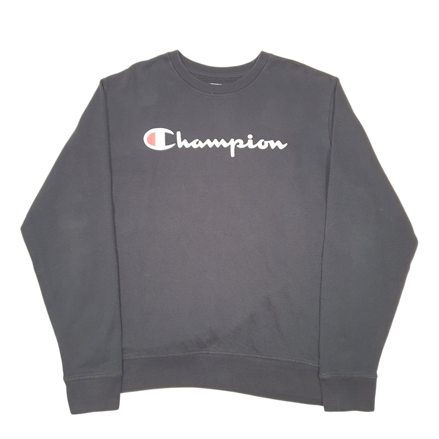 Mens Black Champion Script Crewneck Jumper