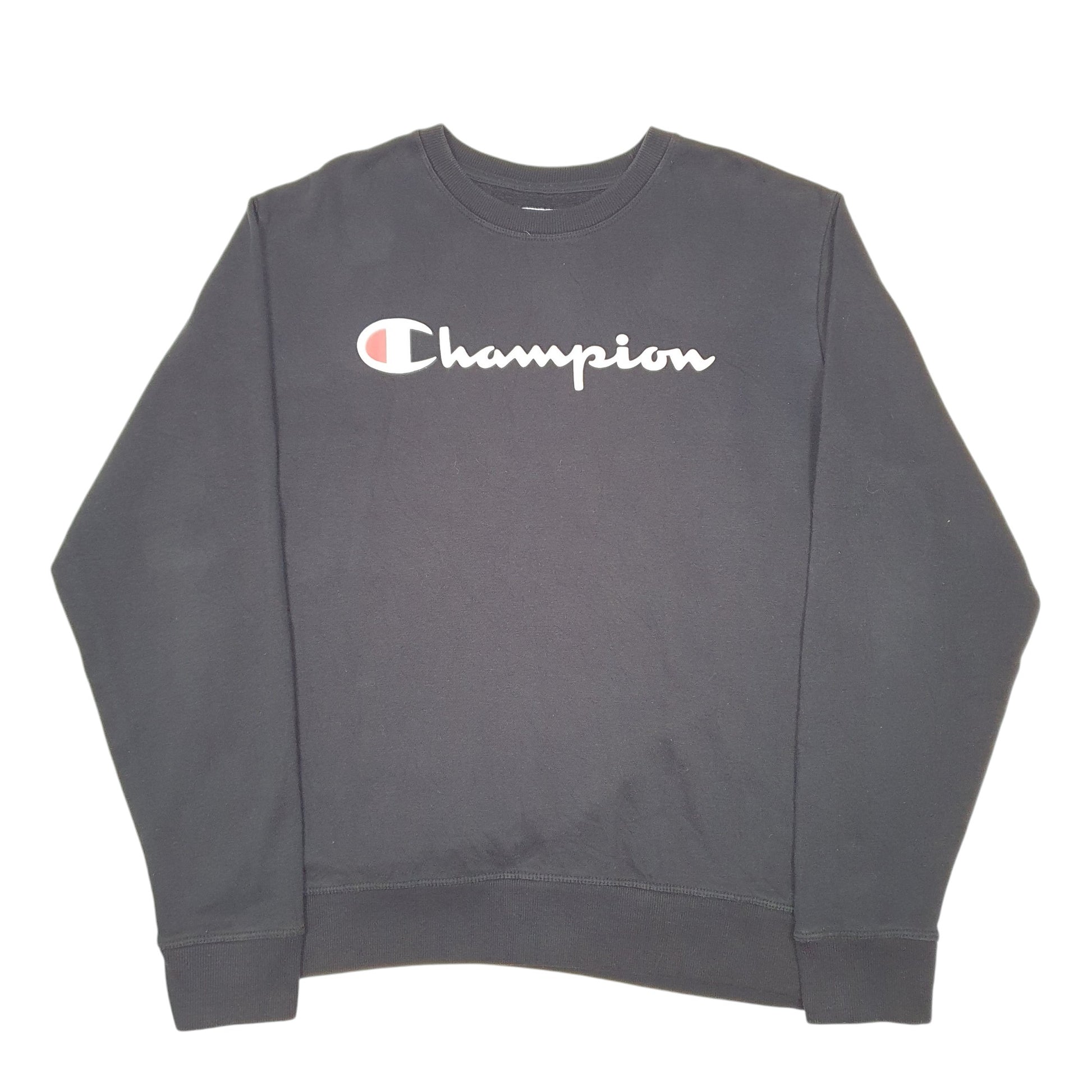Mens Black Champion Script Crewneck Jumper