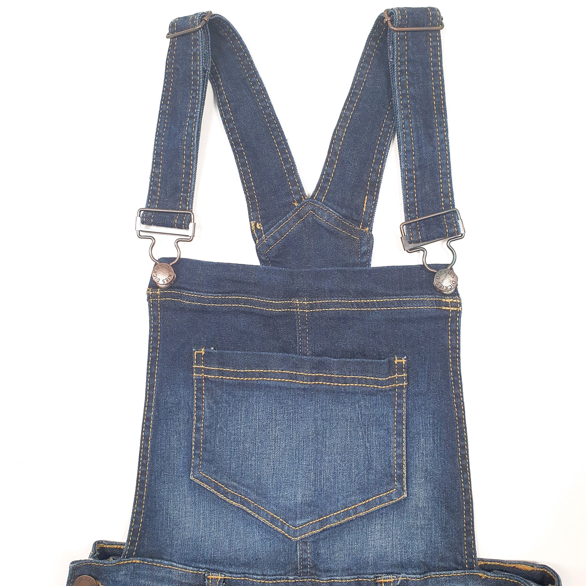 Womens Blue Dickies Distressed Shorts Bib Overalls Dungaree Trousers