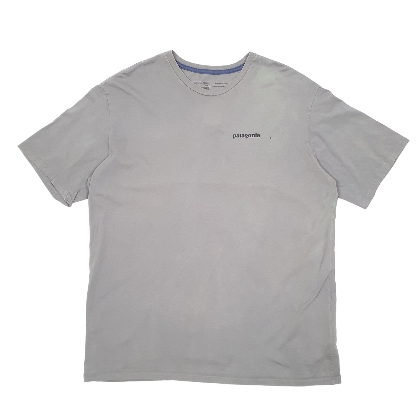 Mens Grey Patagonia Spellout Organic Cotton Short Sleeve T Shirt