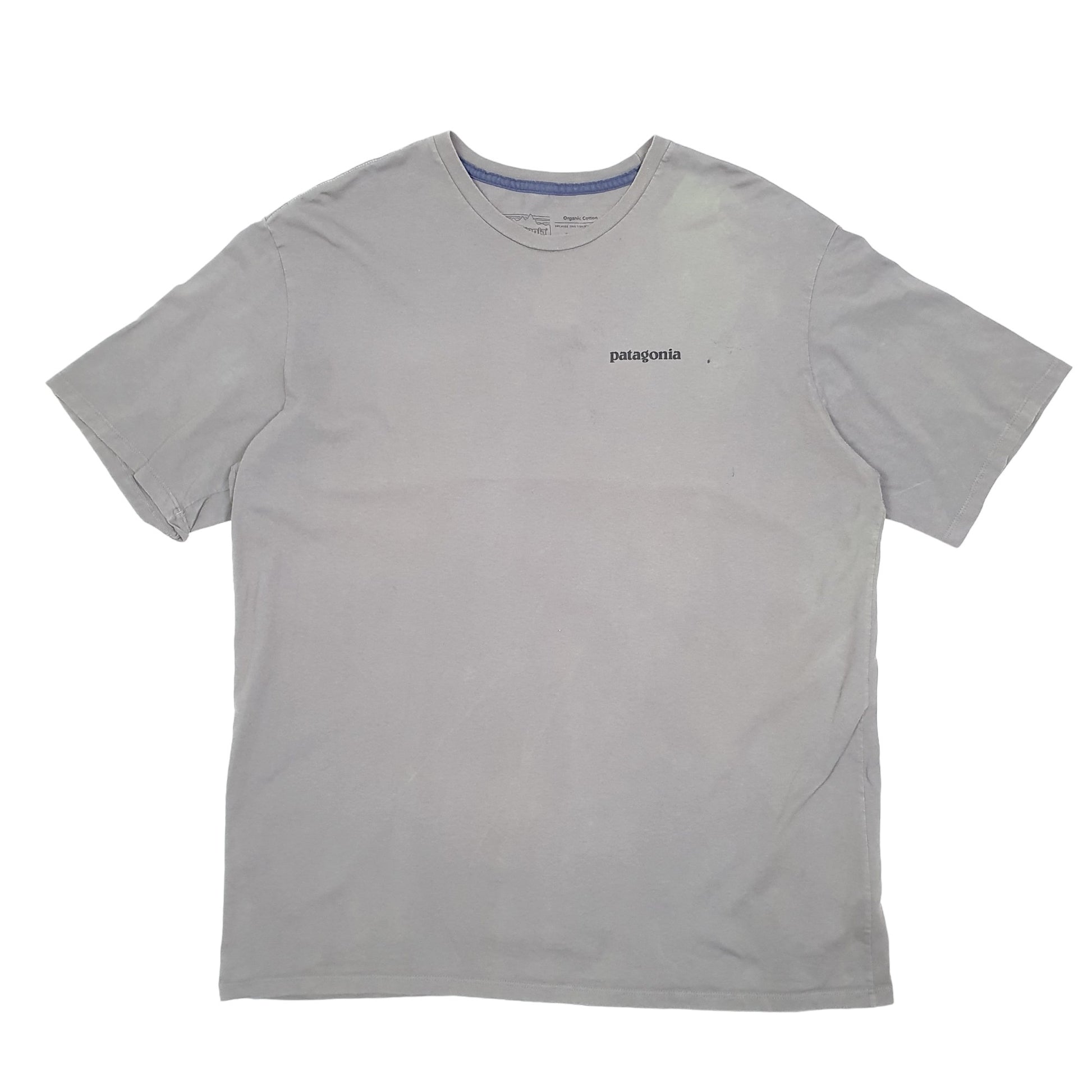 Mens Grey Patagonia Spellout Organic Cotton Short Sleeve T Shirt