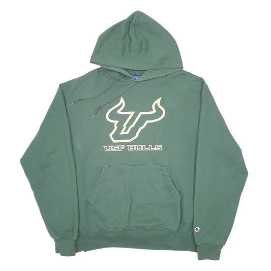 Mens Green Champion USF Bulls Football South Florida University Hoodie Jumper