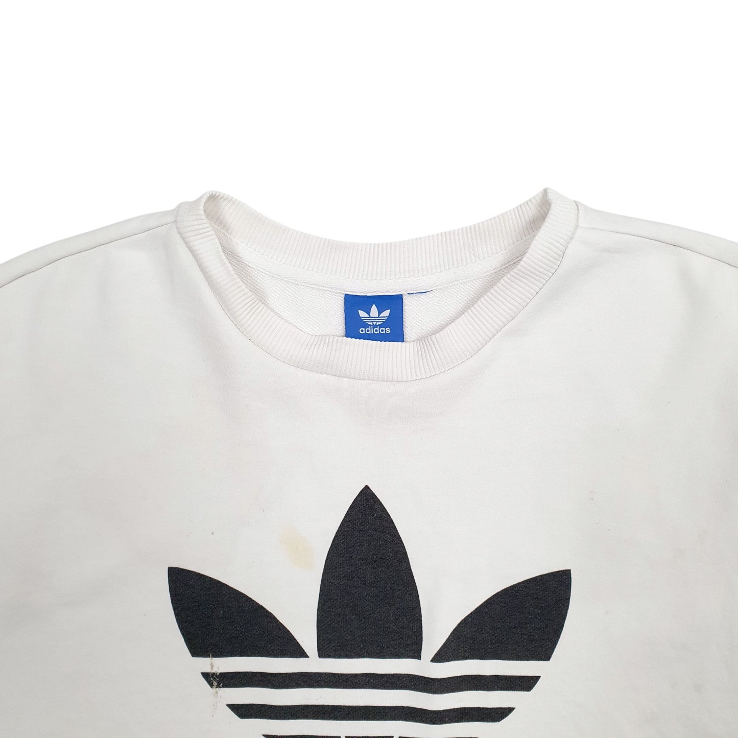 Mens White Adidas  Crewneck Jumper