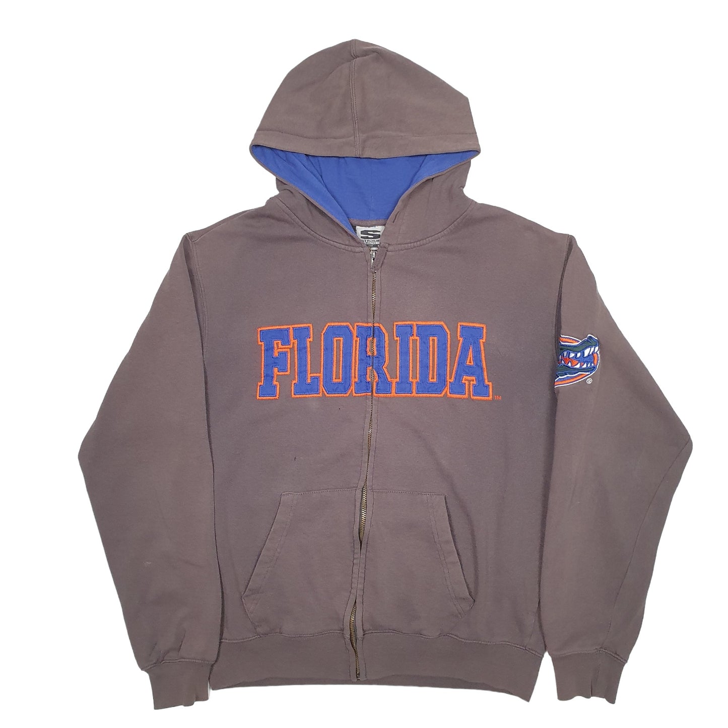 Mens Grey Stadium Florida Spellout Crocodile Sport Full Zip Jumper