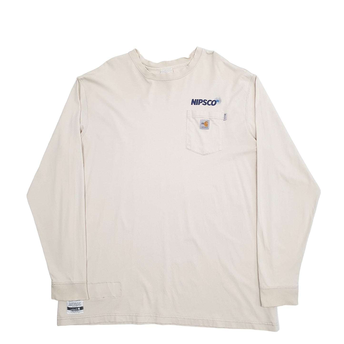 Mens Cream Carhartt  Long Sleeve T Shirt