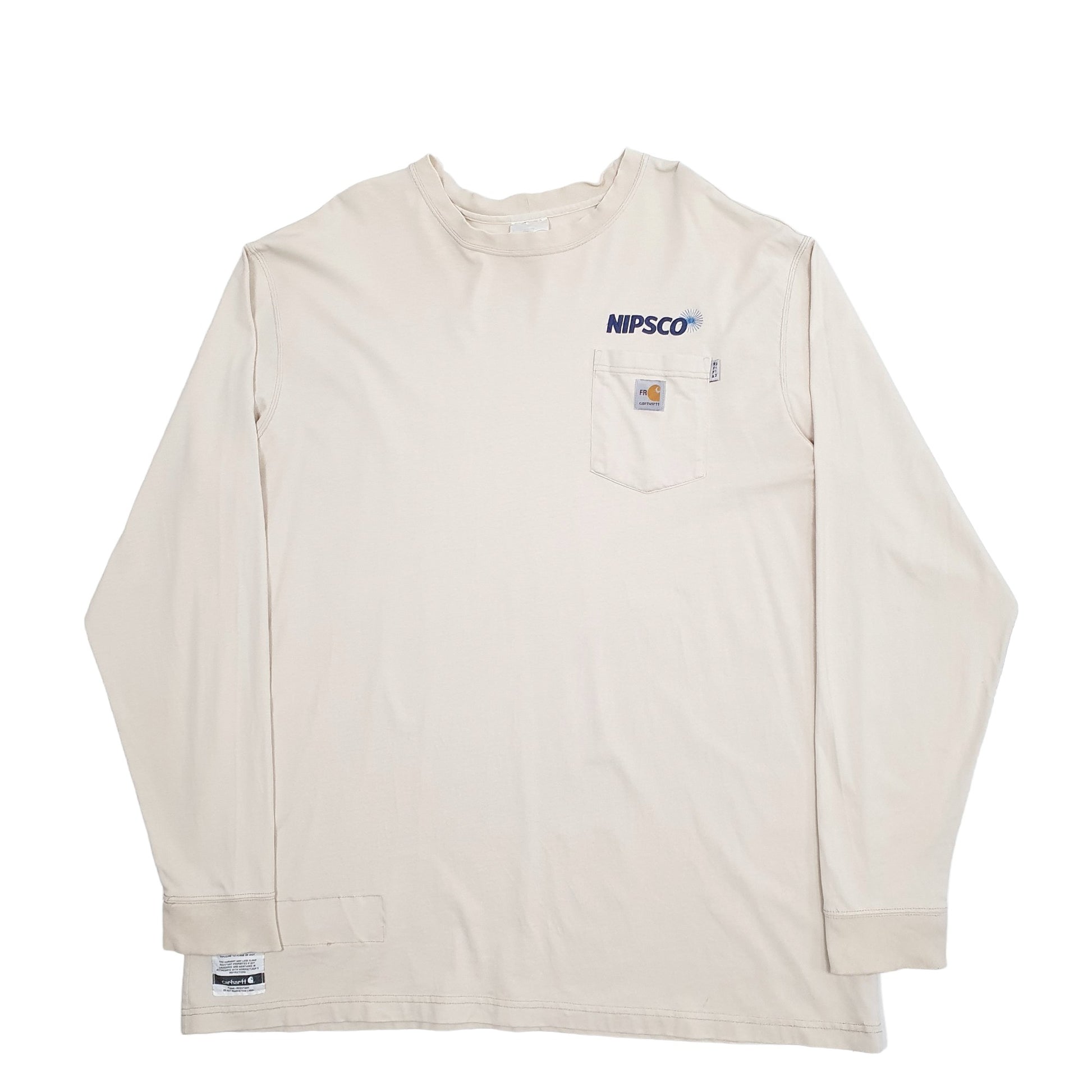 Mens Cream Carhartt  Long Sleeve T Shirt