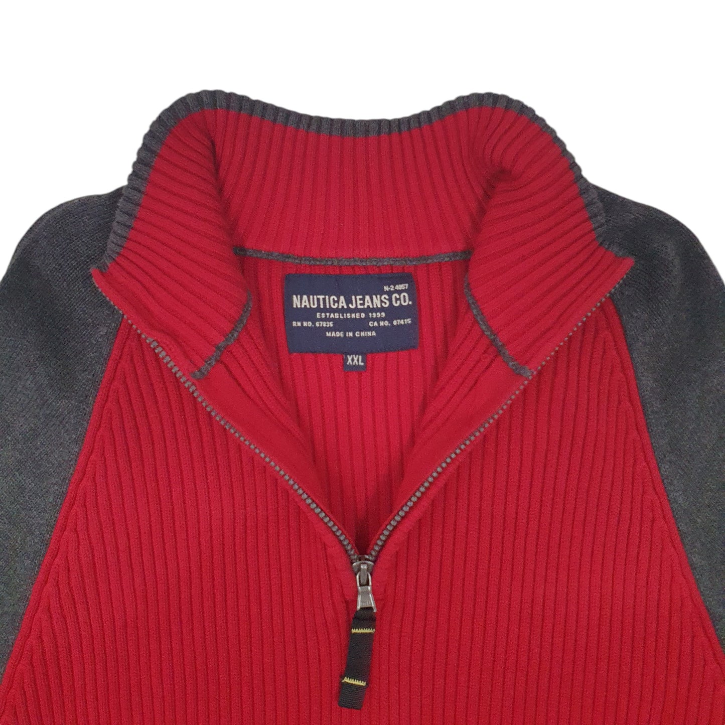 Mens Red Nautica Knit Quarter Zip Jumper