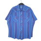 Mens Blue Wrangler Vintage Western Pearl Snap Cowboy Short Sleeve Shirt