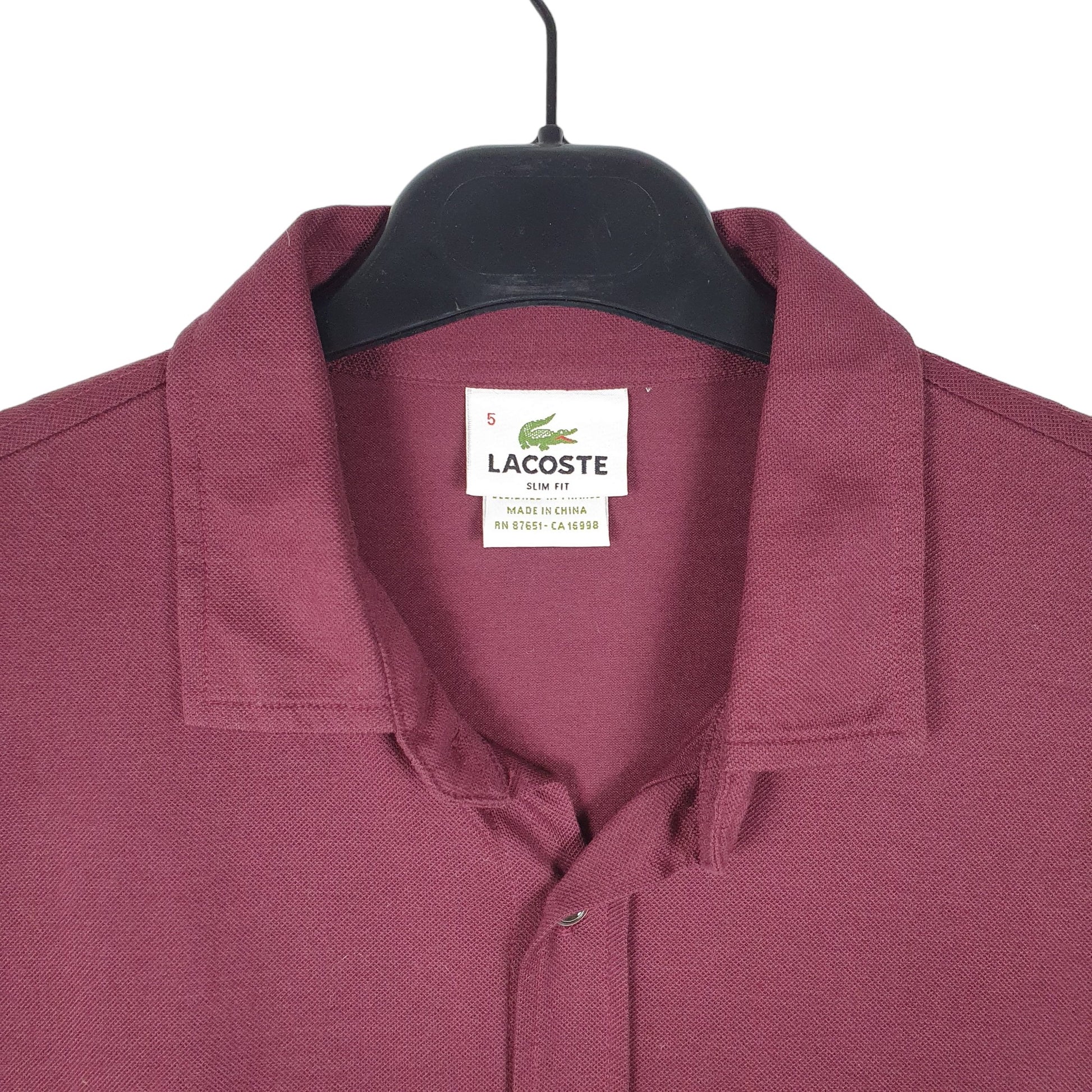 Mens Burgundy Lacoste  Long Sleeve Shirt