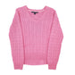 Mens Pink Tommy Hilfiger Cable Knitwear V Neck Jumper