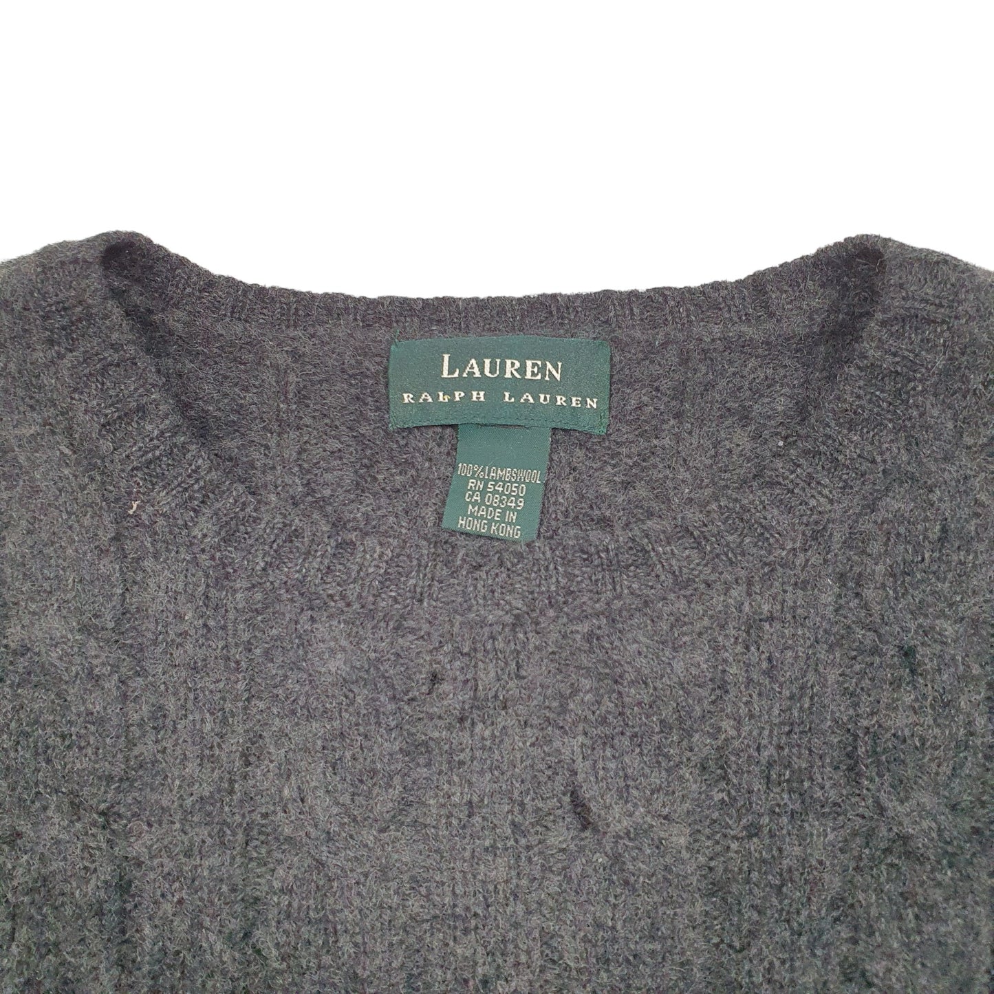 Womens Grey Lauren Ralph Lauren Knit Chunky Cable Lambswool Crewneck Jumper