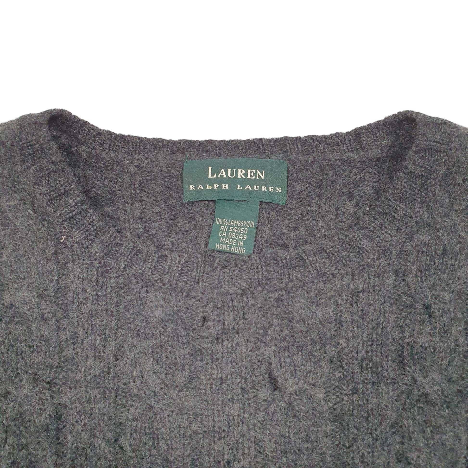 Womens Grey Lauren Ralph Lauren Knit Chunky Cable Lambswool Crewneck Jumper
