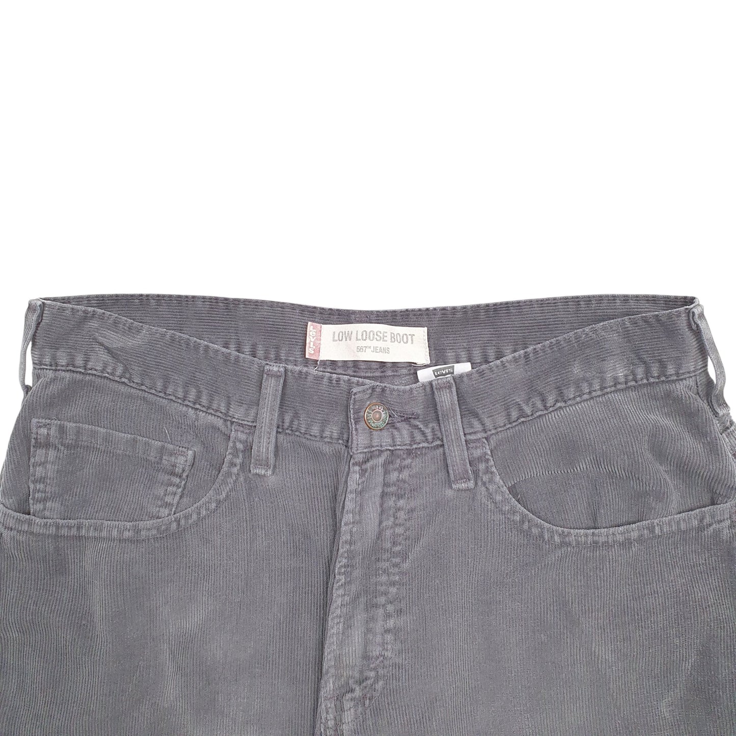 Womens Grey Levis Low Loose Corduroy Trousers