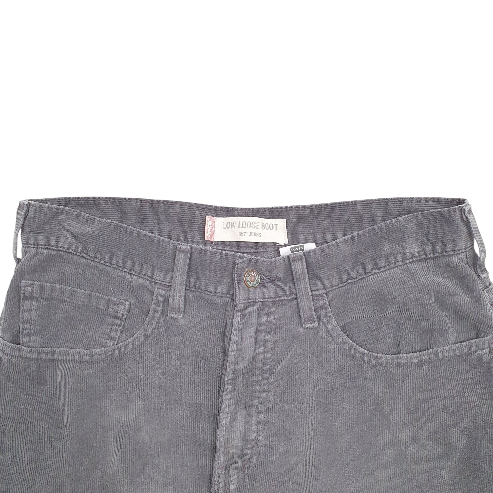 Womens Grey Levis Low Loose Corduroy Trousers