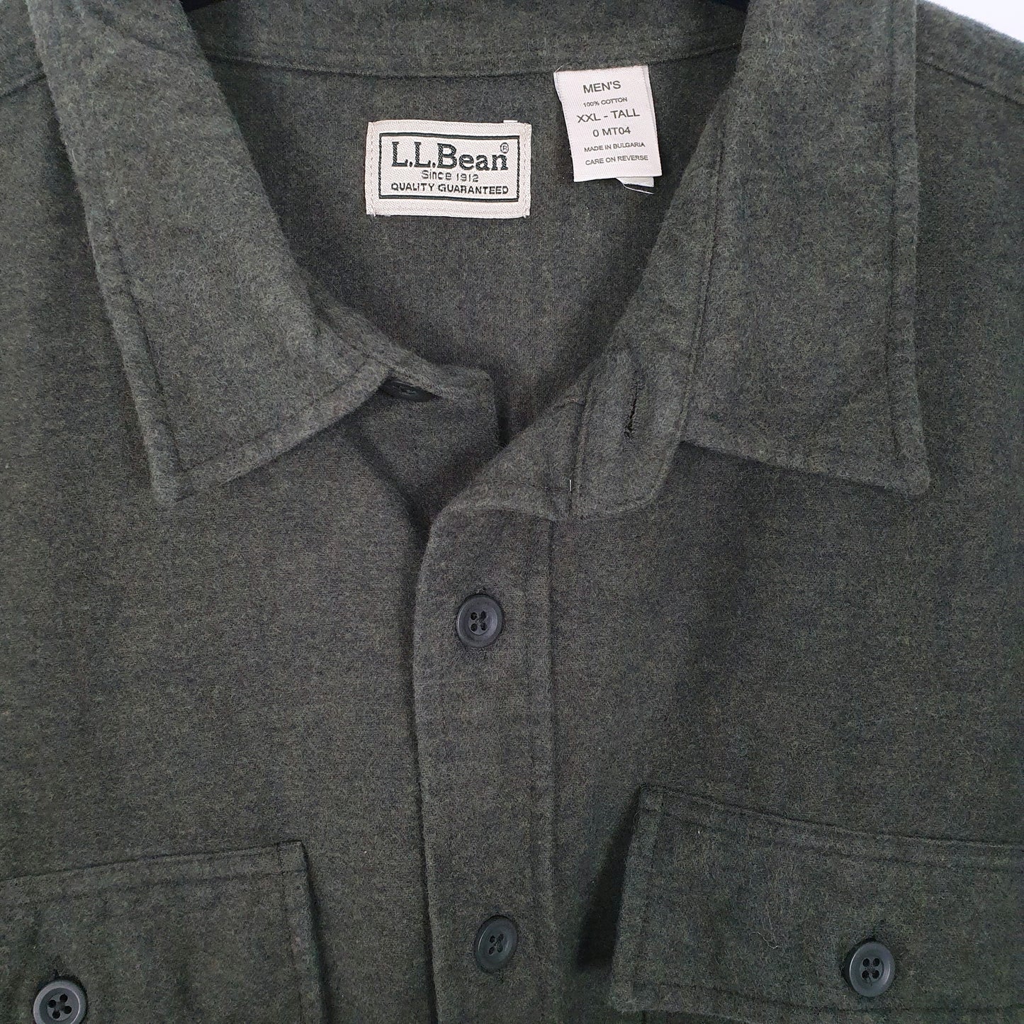 Mens Green L.L.Bean Tall Chamois Long Sleeve Shirt