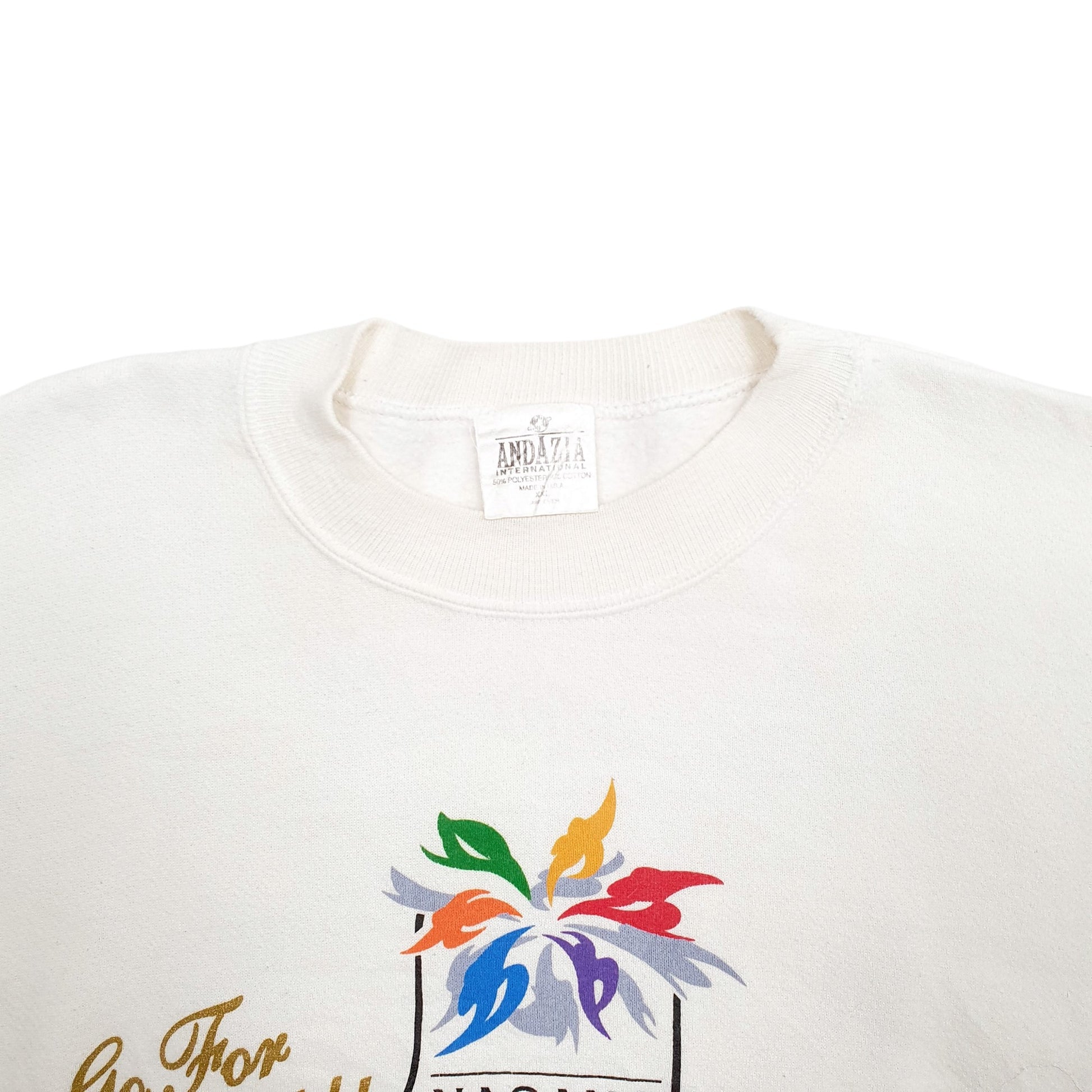 Mens White Andazia Olympics Ice Skating Made In USA Crewneck Jumper