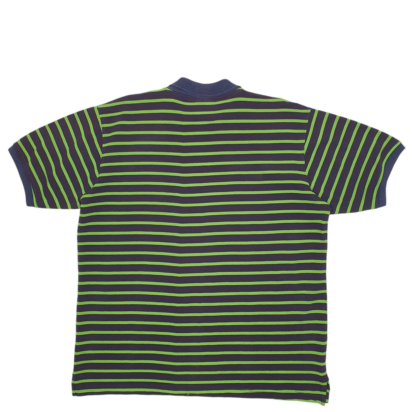 Mens Green Lacoste Stripes Short Sleeve Polo Shirt