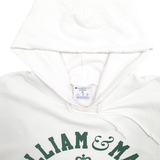 Mens White Champion William and Mary Spellout Hoodie Jumper