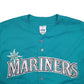 Mens Turquoise Majestic MLB Baseball Jersey Seattle Mariners Made In USA Short Sleeve T Shirt