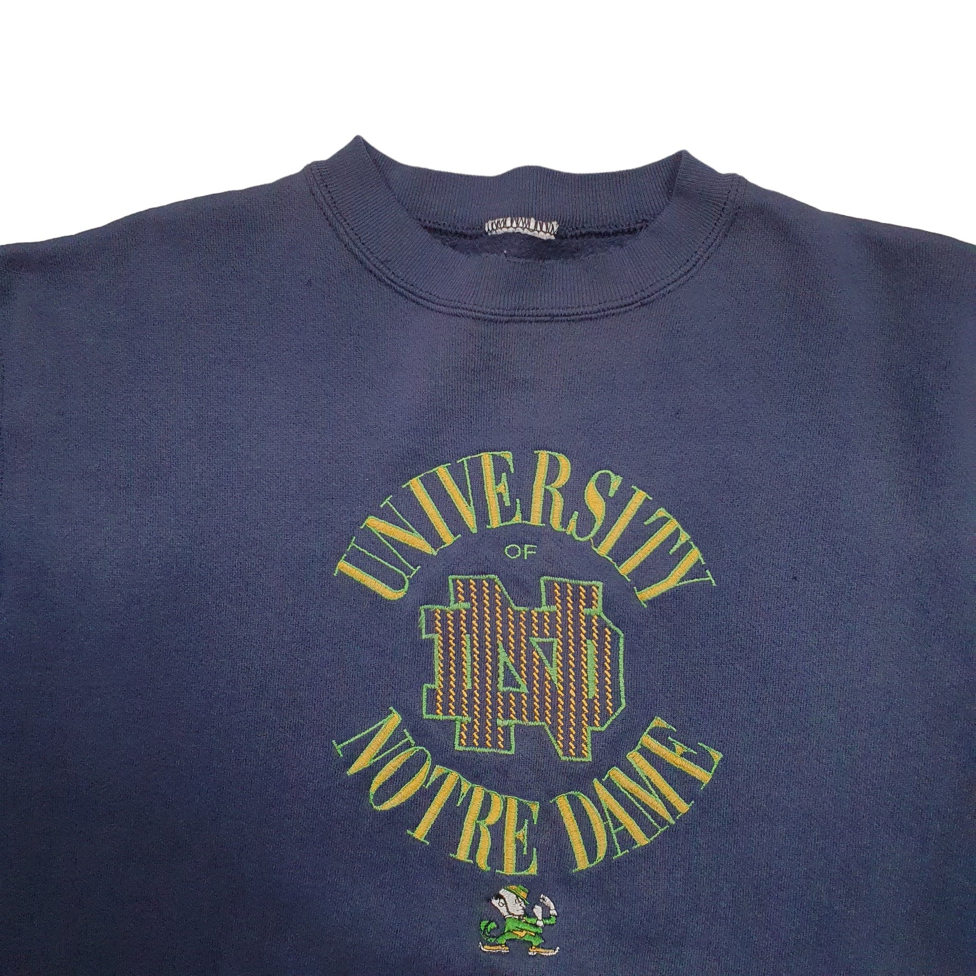 Mens Navy Non Branded University Of Notre Dame Spellout USA College Crewneck Jumper