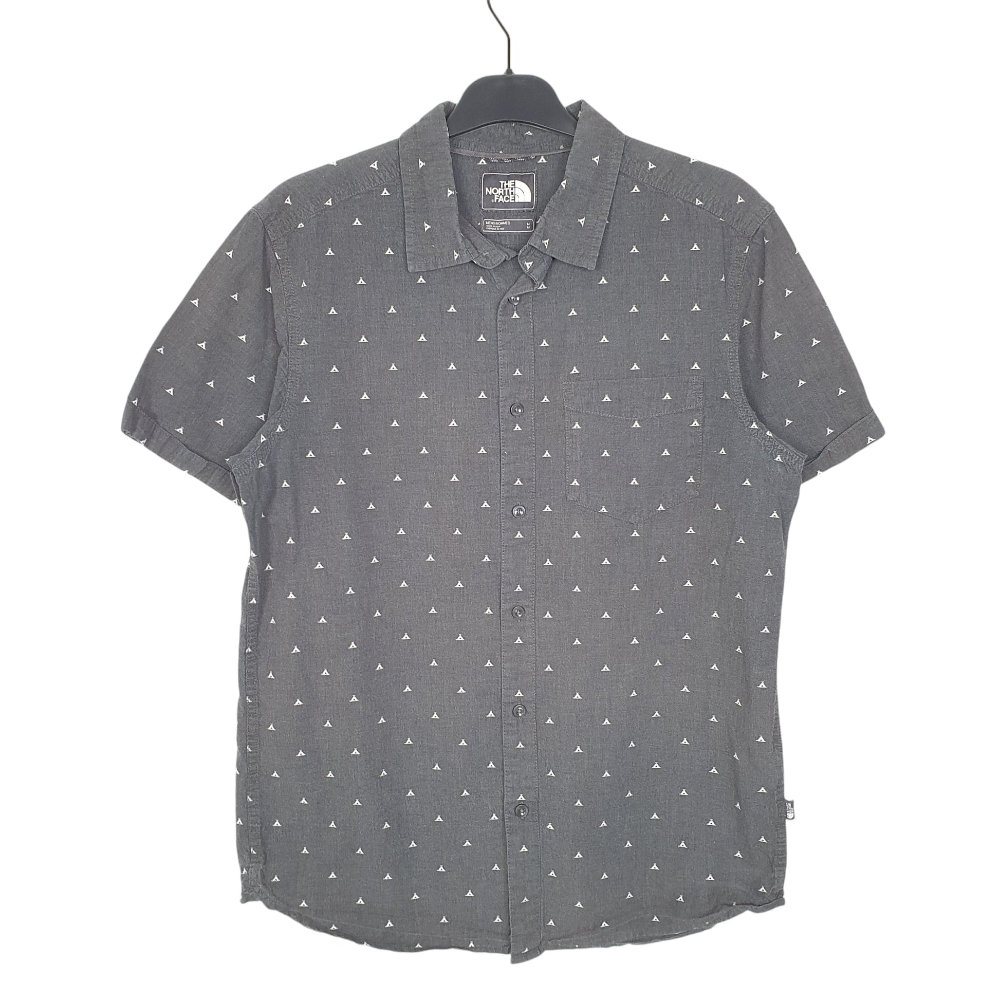 Mens Grey The North Face Teepee Tent Camping Short Sleeve Shirt