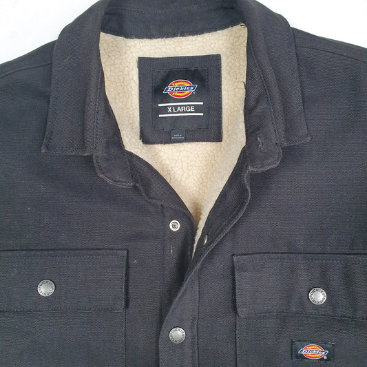 Mens Black Dickies Sherpa Lined Harrington Coach  Coat