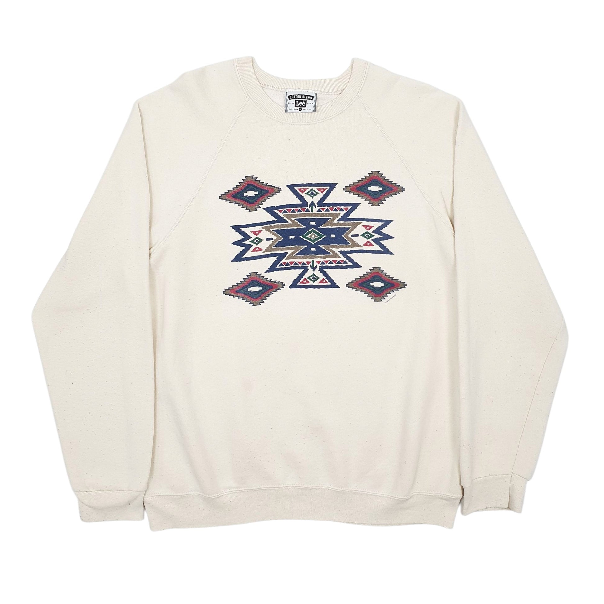 Mens Cream Lee Vintage Made In USA Crewneck Jumper