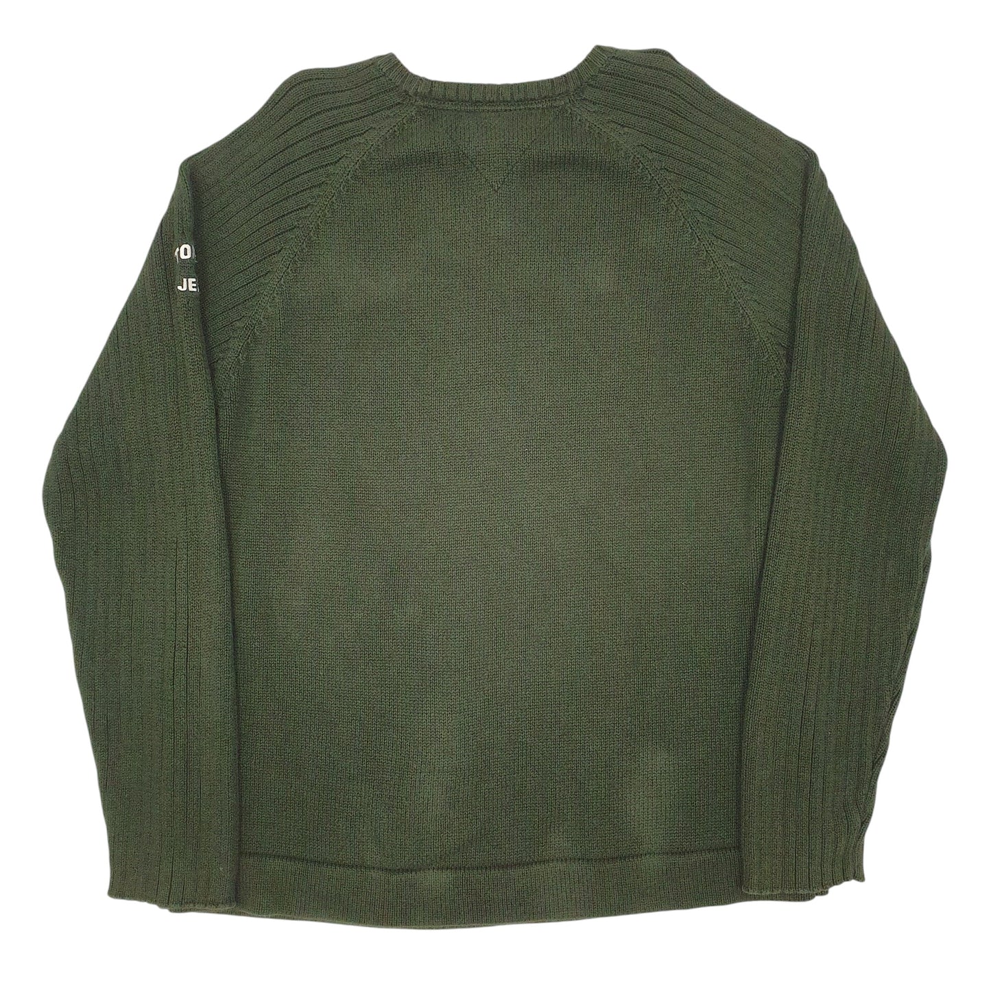 Mens Green Tommy Jeans Knitwear Crewneck Jumper