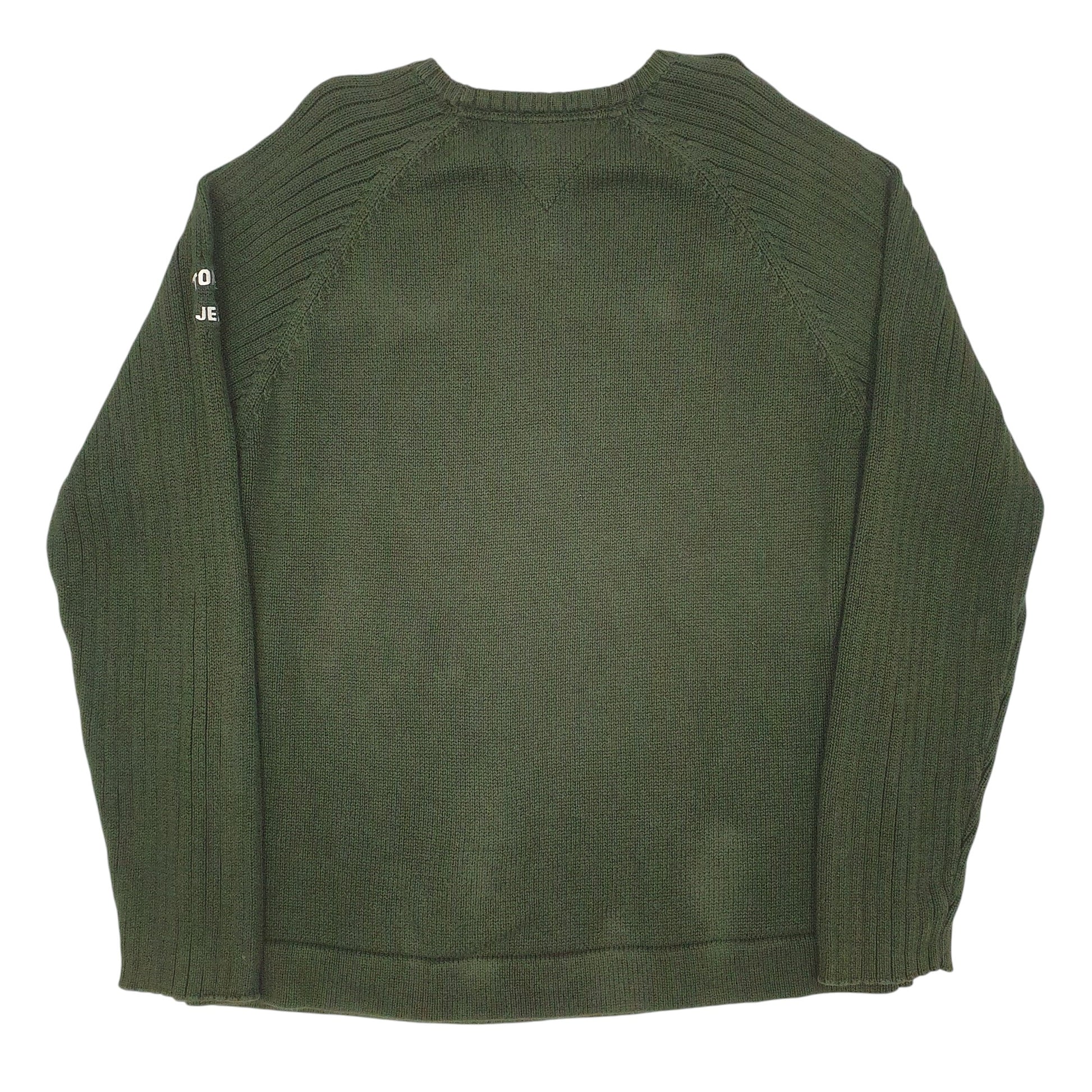 Mens Green Tommy Jeans Knitwear Crewneck Jumper