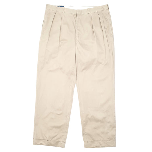 Mens Beige Polo Ralph Lauren Vintage Double Pleated Chino Trousers