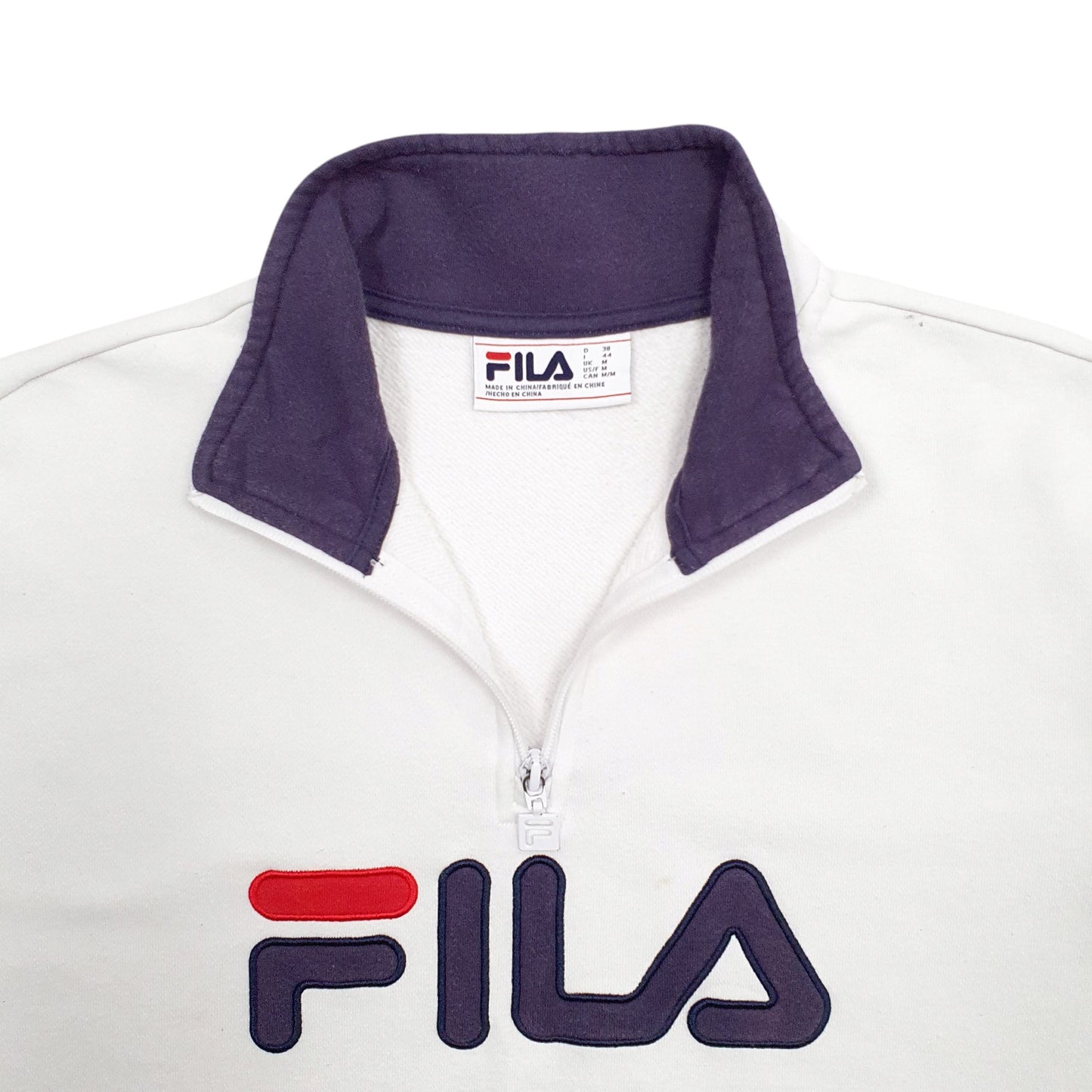 Womens White Fila Spellout Crewneck Jumper