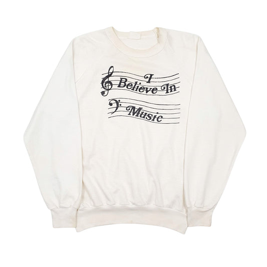 Mens White Unbranded Vintage 80s 90s Crewneck Jumper