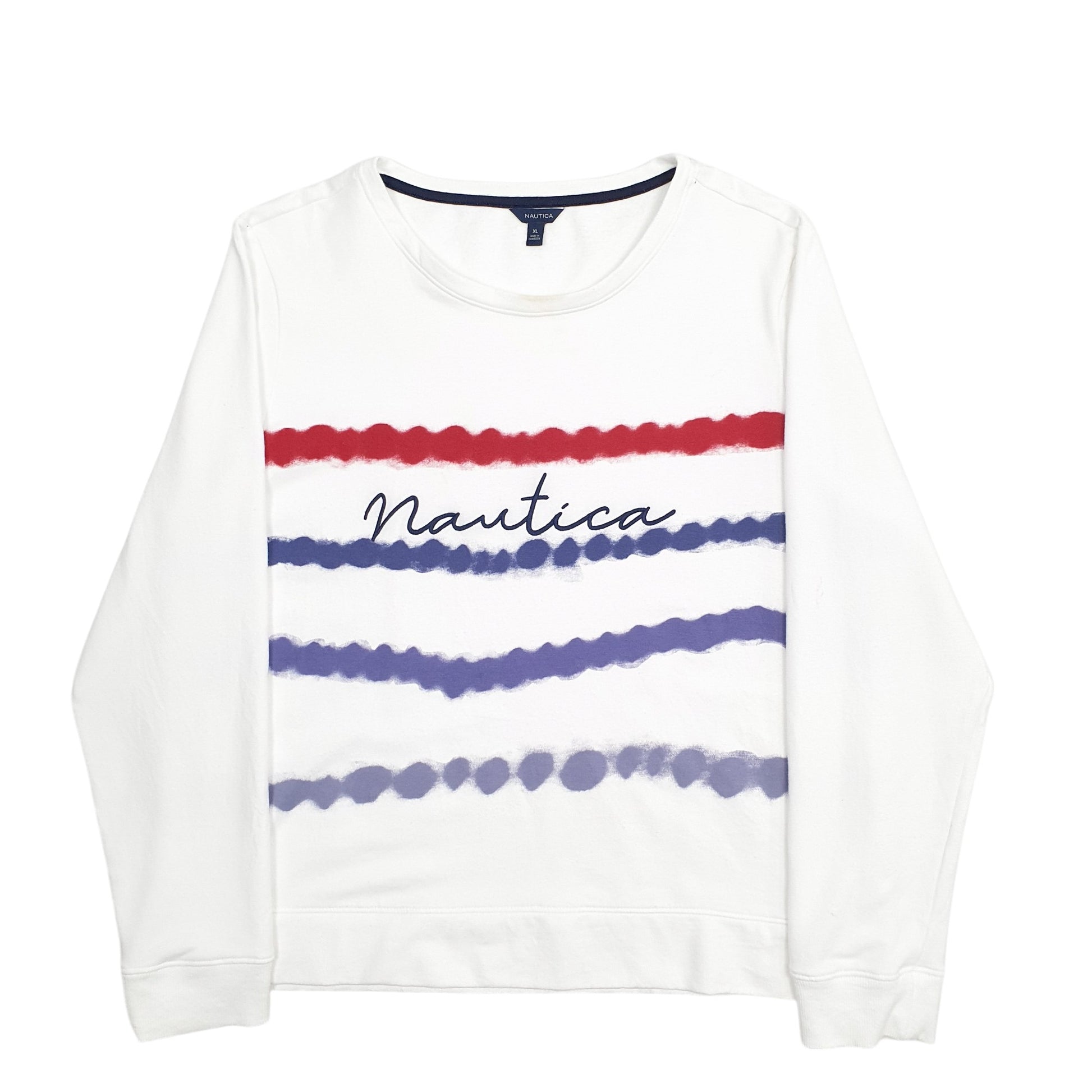 Womens White Nautica Spellout Crewneck Jumper