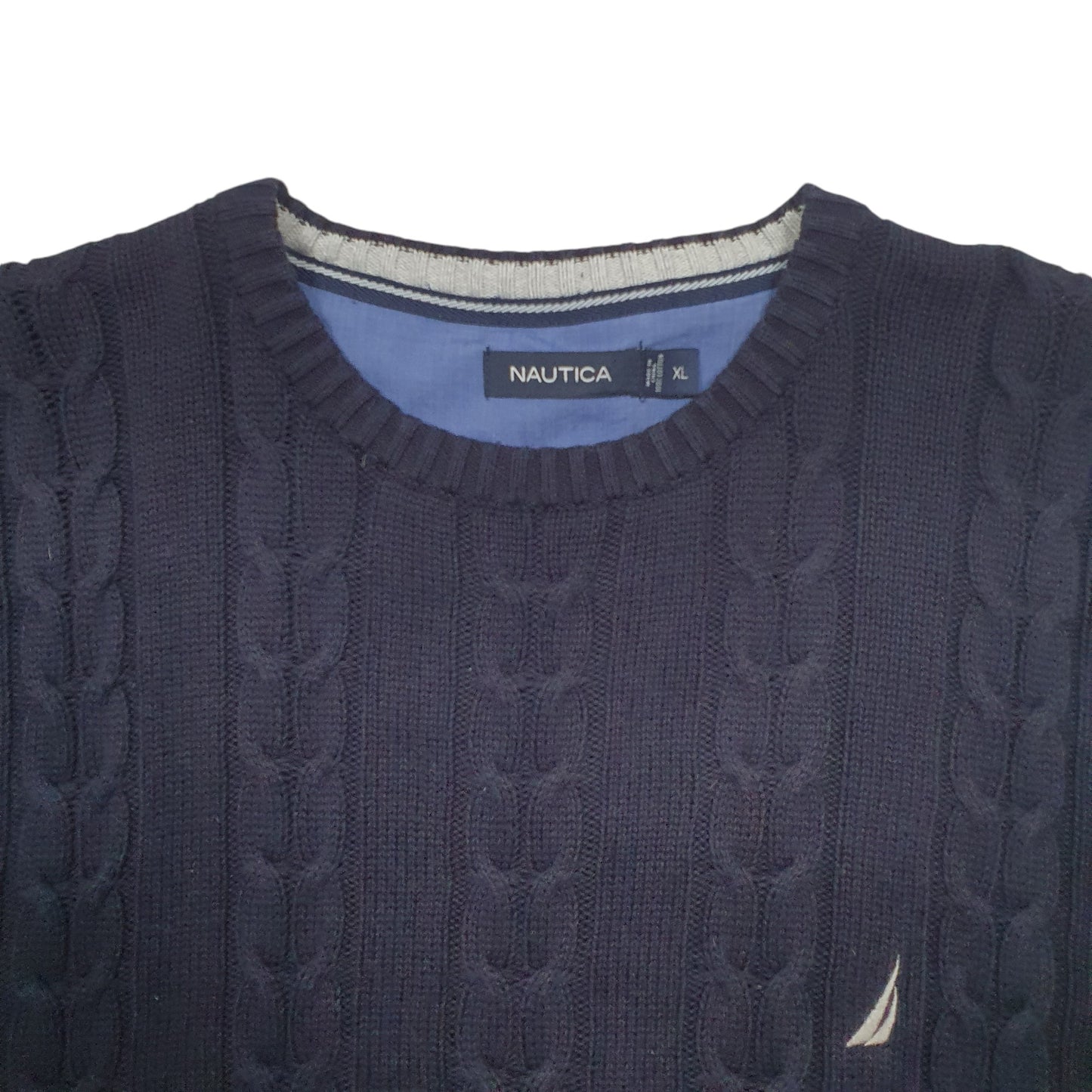 Mens Navy Nautica Knit Crewneck Jumper