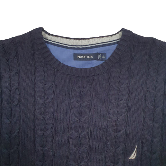 Mens Navy Nautica Knit Crewneck Jumper