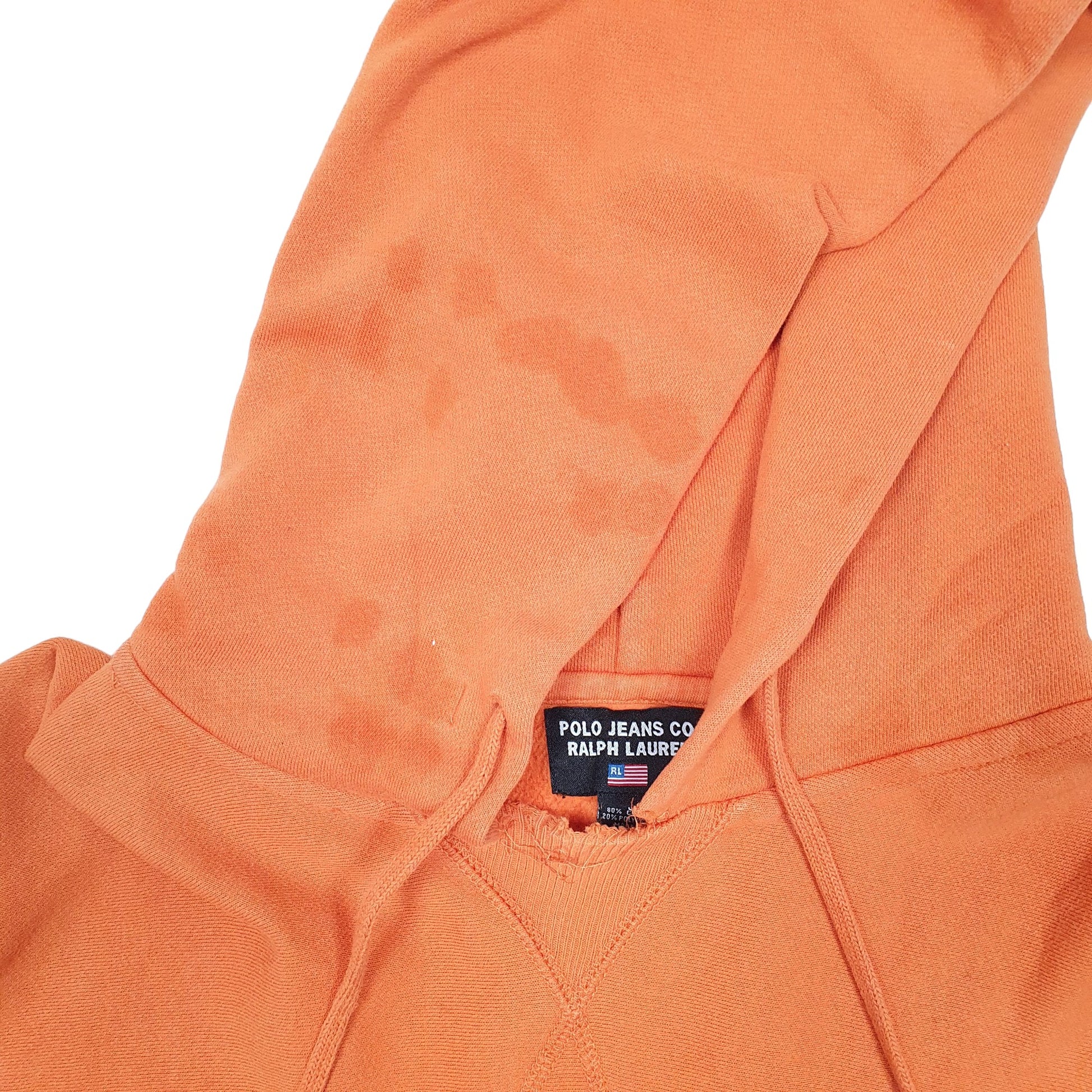 Mens Orange Polo Jeans RL Reverse Weave Ralph Lauren Hoodie Jumper