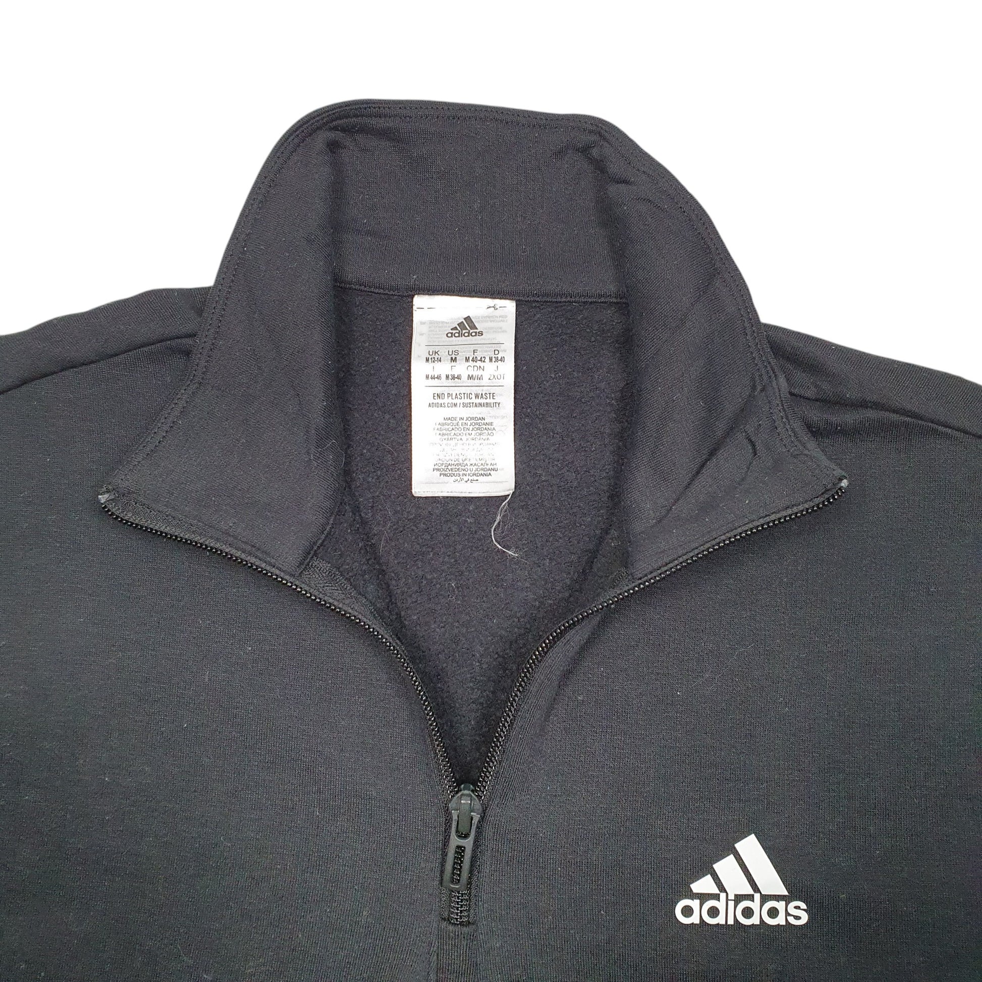 Womens Black Adidas Cropped Short Workout Gym Quarter Zip Jumper