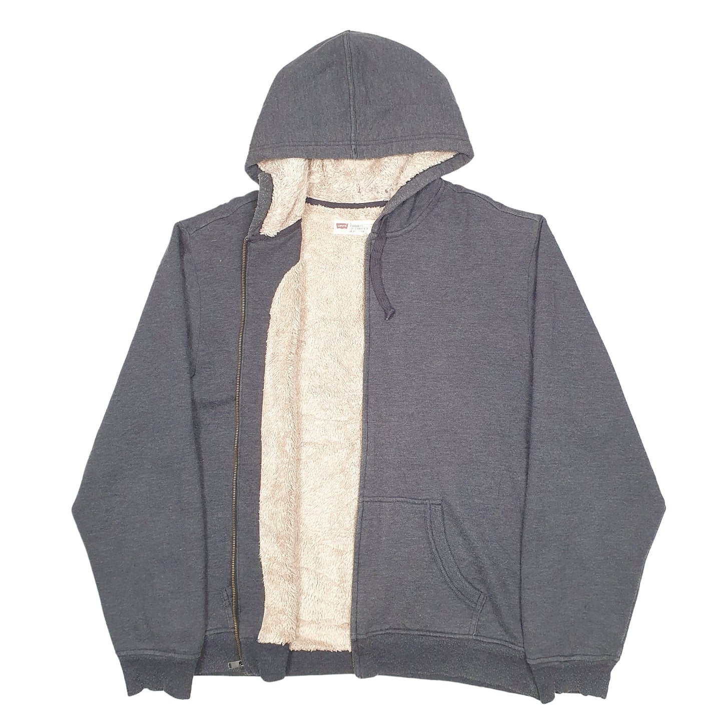 Mens Grey Levi's Fleece Lined Winter Full Zip Jumper
