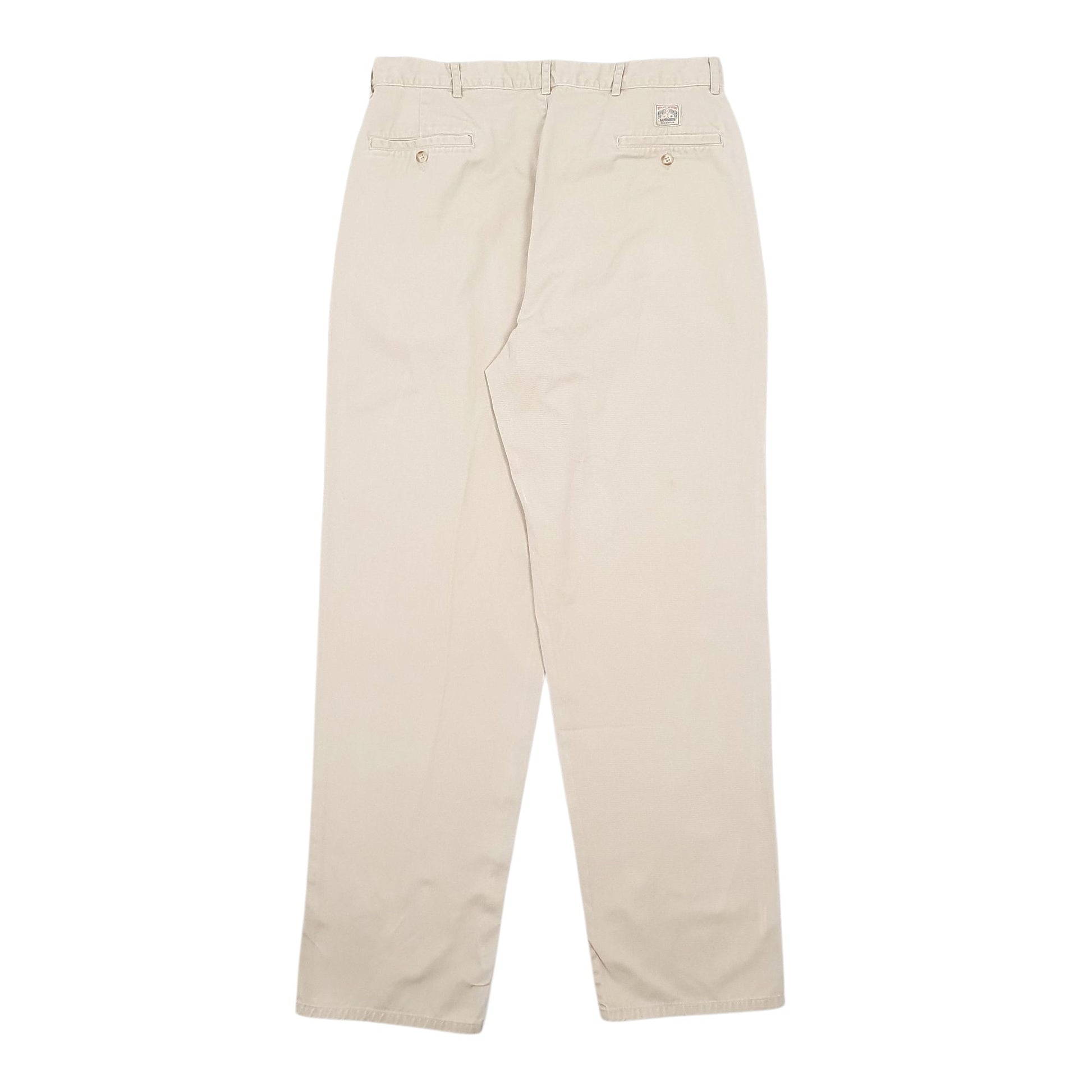 Mens Beige Polo Ralph Lauren Vintage 90s Double Pleated Chino Trousers