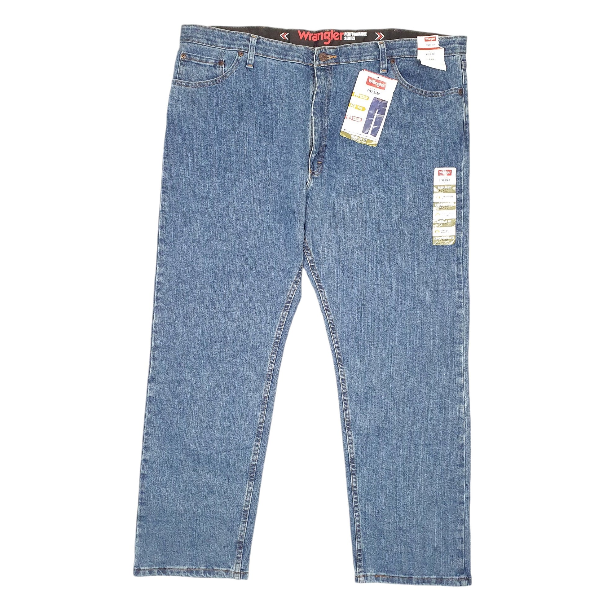 Mens Blue Wrangler Stretch Five Star Flex Casual JeansW42 L30