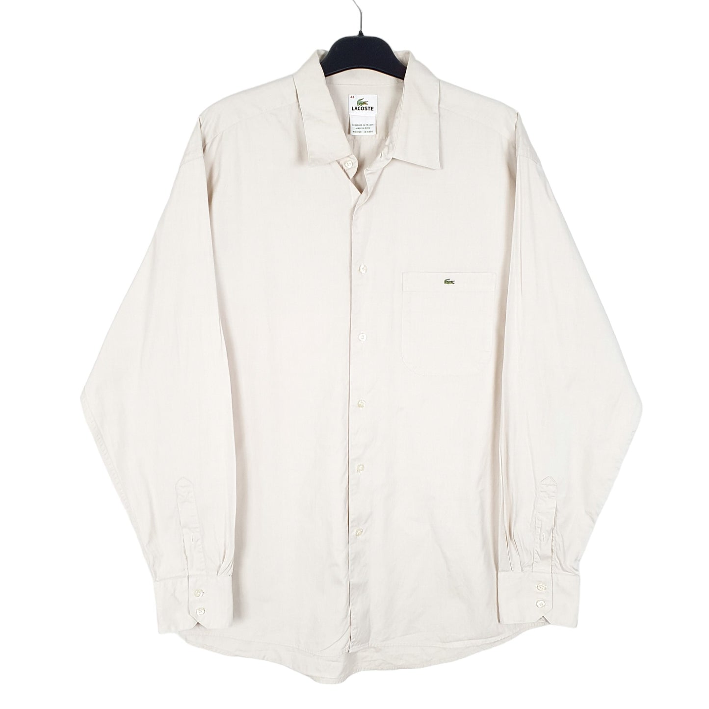 Mens Cream Lacoste  Long Sleeve Shirt