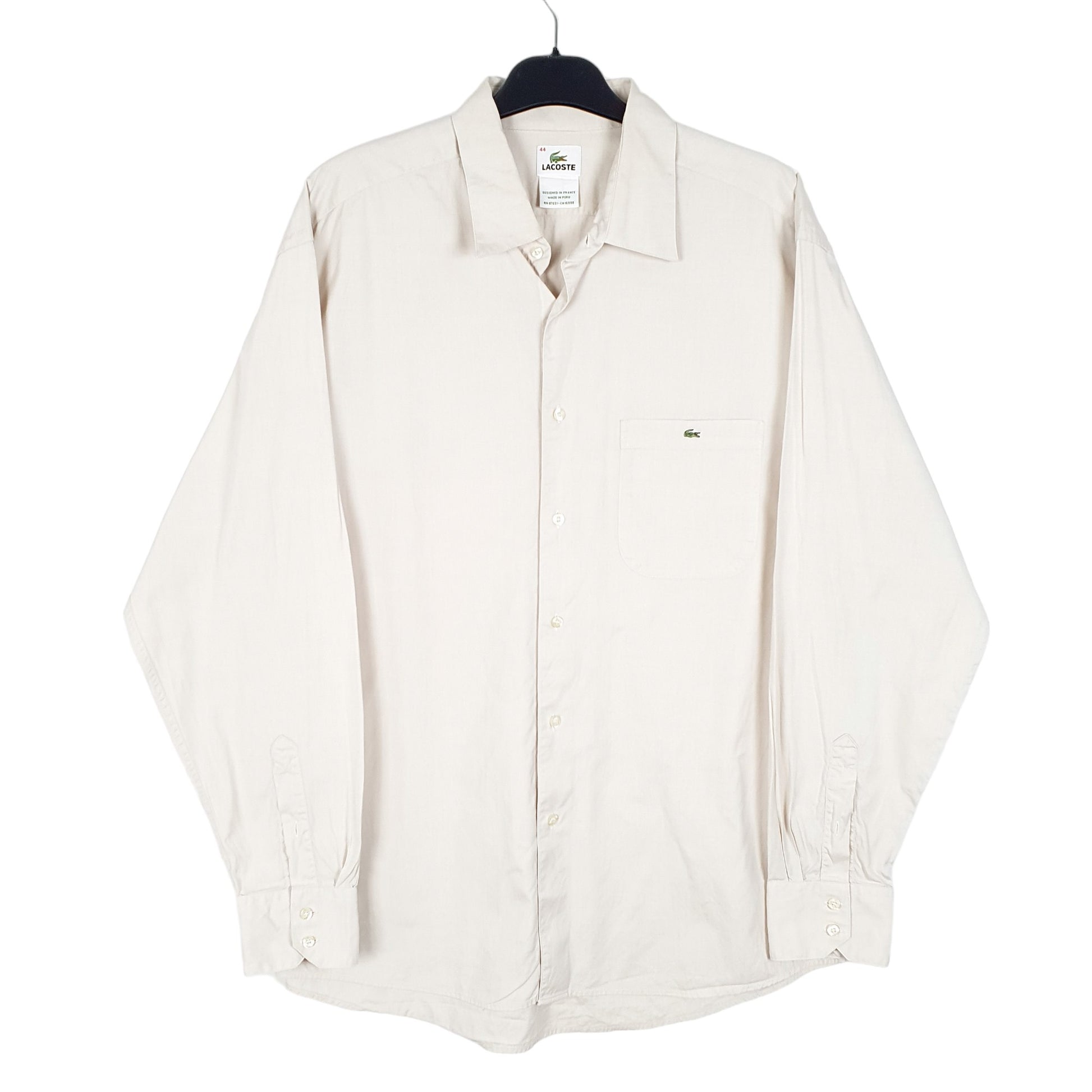 Mens Cream Lacoste  Long Sleeve Shirt
